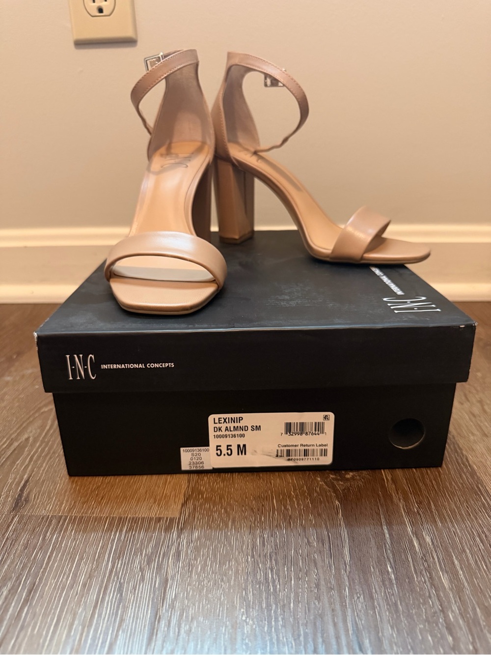INC International Concepts Dark Almond Strappy Block Heel Sandals